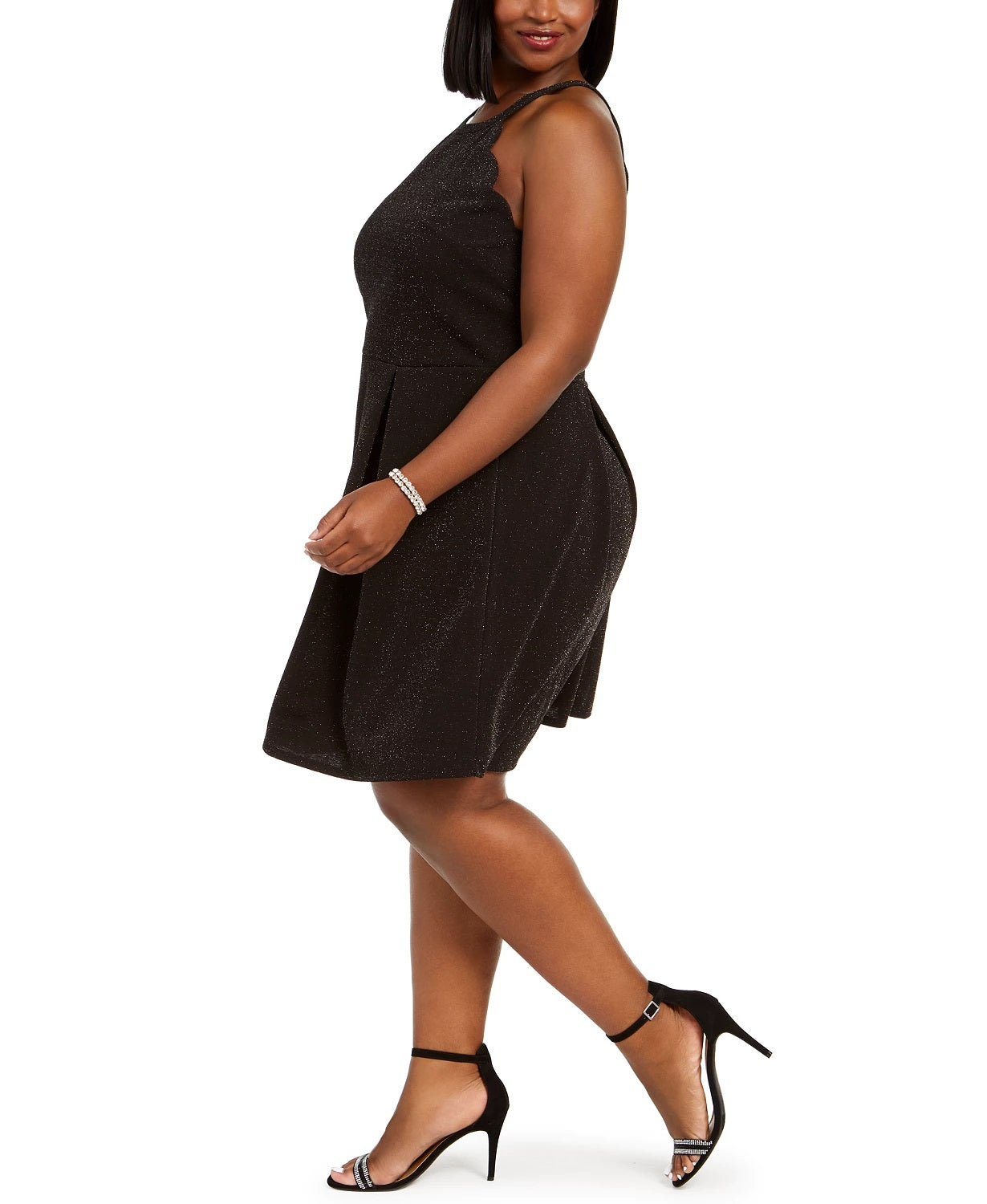 Vestido Halter com Glitter Plus Size da Monteau Feminino, na cor Carvão, tamanho 3X