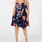 Vestido feminino com corte evasê floral moderno e estampado com lantejoulas e corações, vermelho, tamanho 18