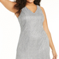 Vestido de sereia feminino com lantejoulas e corações, em malha brilhante, tamanho 24, prateado