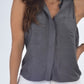 Regata feminina com botões Rory Get.Primped, prateada, tamanho pequeno