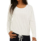 Blusa com cordão e bainha para bebês Pink Rose Junior, tamanho grande, branca