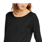 Blusa feminina Eileen Fisher de manga comprida e decote redondo, preta, tamanho pequeno e pequeno