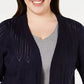 Robbie Bee Feminino Renda Renda Sólida Kimono Manga Aberta Cardigan Suéter Azul Marinho Tamanho 2X