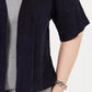 Robbie Bee Feminino Renda Renda Sólida Kimono Manga Aberta Cardigan Suéter Azul Marinho Tamanho 2X