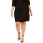 Vestido sarongue de malha com glitter plus size Robbie Bee feminino, preto, tamanho 2X