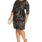 Vestido feminino Robbie Bee Plus Size com estampa de folha e nó lateral, preto, tamanho 2X