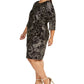 Vestido feminino Robbie Bee Plus Size com estampa de folha e nó lateral, preto, tamanho 2X