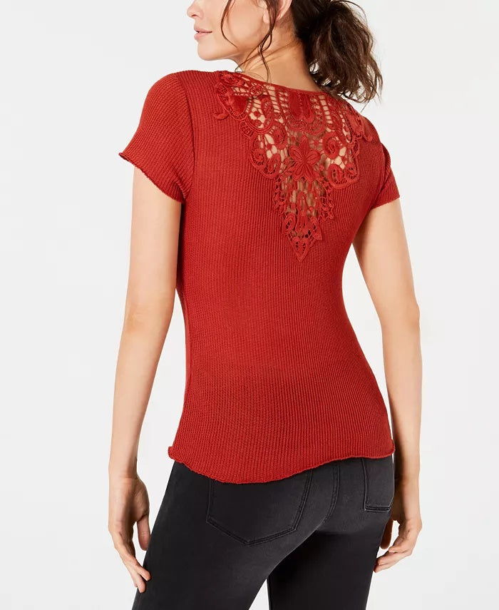 Camiseta Ultra Flirt Junior com renda nas costas, marrom, tamanho extragrande