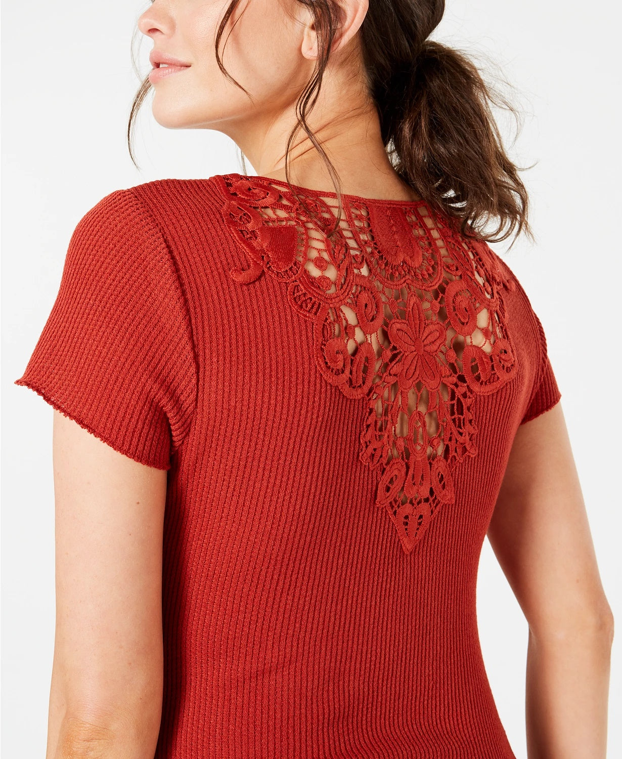 Camiseta Ultra Flirt Junior com renda nas costas, marrom, tamanho extragrande