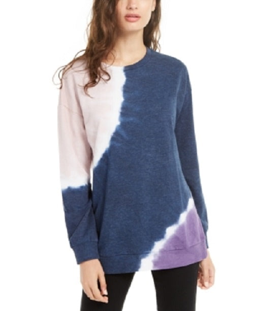 Blusa de moletom tie-dye ultra flert juniors azul escuro tamanho extrapequeno