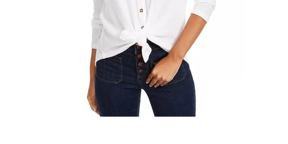 Blusa canelada aconchegante com amarração frontal Ultra Flirt Juniors, branca, tamanho pequeno