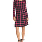 Vestido suéter xadrez feminino Rachel Roy com costas abertas, preto, tamanho grande