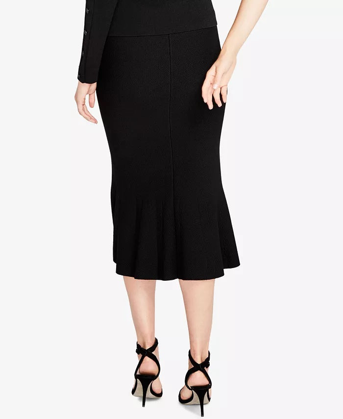 Saia midi jacquard feminina Rachel Roy, preta, tamanho extrapequeno