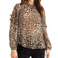 Blusa transparente com estampa de leopardo Rachel Roy feminina, bege, tamanho 8