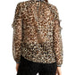 Blusa transparente com estampa de leopardo Rachel Roy feminina, bege, tamanho 8