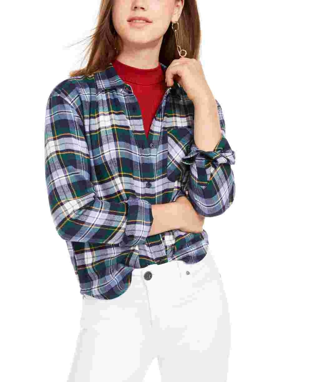 Camisa xadrez de flanela Ultra Flirt Juniors, azul, tamanho XS