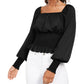 Blusa camponesa com cintura franzida Ultra Flirt Juniors, preta, tamanho extragrande