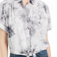 Camisa Tie-Dye Tie-Hem Ultra Flirt Juniors Cinza Tamanho X-G