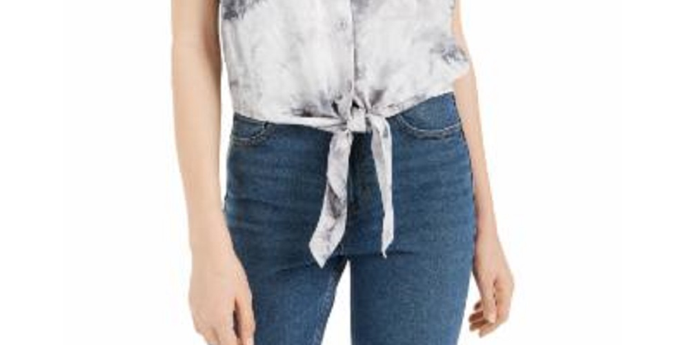 Camisa Tie-Dye Tie-Hem Ultra Flirt Juniors Cinza Tamanho X-G