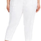 Calça feminina Calvin Klein de linho slim-ankle, branca, tamanho 8