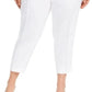 Calça feminina Calvin Klein de linho slim-ankle, branca, tamanho 8