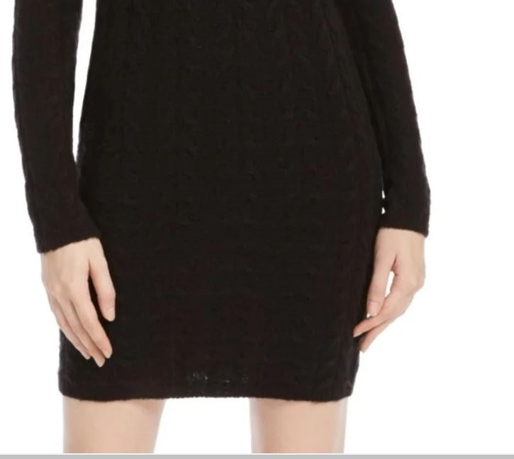 Vestido suéter de tricô trançado feminino Kit &amp; Sky, preto, tamanho grande