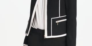 Jaqueta Calvin Klein Feminina com Acabamento Tubular, Cinza Escuro, Tamanho 16