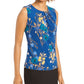 Blusa Calvin Klein Feminina Estampa Floral Plissada Azul Tamanho X-G