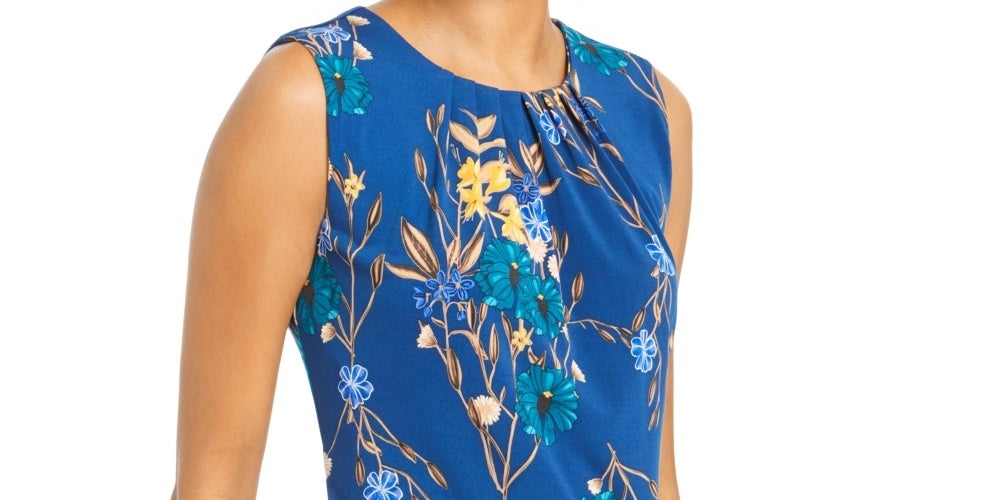 Blusa Calvin Klein Feminina Estampa Floral Plissada Azul Tamanho X-G