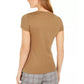 Camiseta Calvin Klein Feminina Manga Curta Algodão Marrom Tamanho P