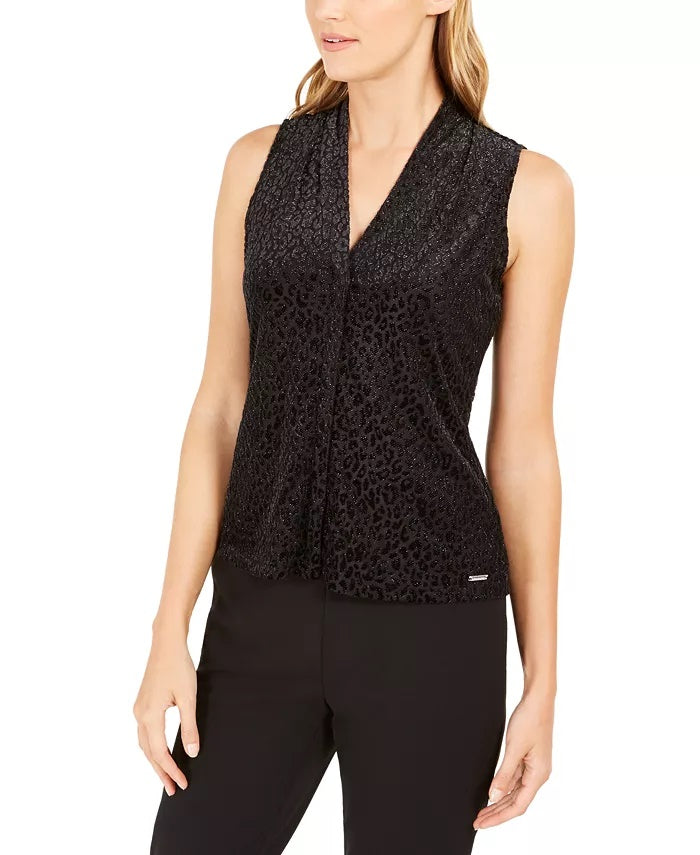 Blusa Calvin Klein Feminina Texturizada Animal Print Prata Tamanho Grande