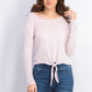 Blusa aconchegante com amarração frontal Crave Fame Juniors, rosa brilhante, tamanho pequeno