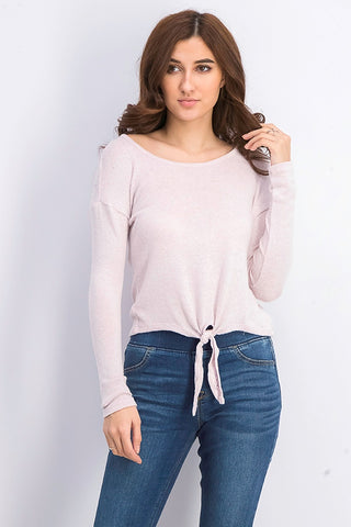 Blusa aconchegante com amarração frontal Crave Fame Juniors, rosa brilhante, tamanho pequeno