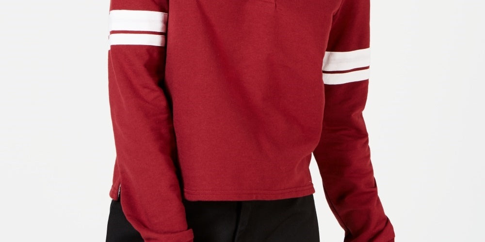 Camisa polo de rugby com manga listrada Crave Fame Juniors, marrom, tamanho grande