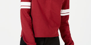 Camisa polo de rugby com manga listrada Crave Fame Juniors, marrom, tamanho grande