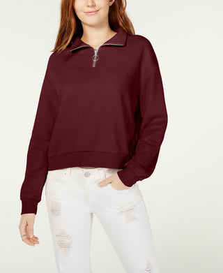 Blusa de malha waffle com zíper Crave Fame Juniors, marrom, tamanho pequeno