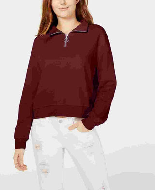 Blusa de malha waffle com zíper Crave Fame Juniors, marrom, tamanho extragrande