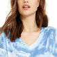 Blusa canelada tingida Crave Fame Junior's aconchegante, azul, tamanho grande