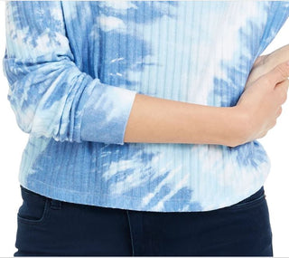 Blusa canelada tingida Crave Fame Junior's aconchegante, azul, tamanho grande