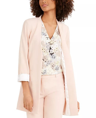 Calvin Klein Blazer Feminino Longo Sem Gola Rosa Tamanho 10 Petite