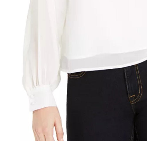 Blusa feminina manga volumosa Q&amp;A branca tamanho pequeno