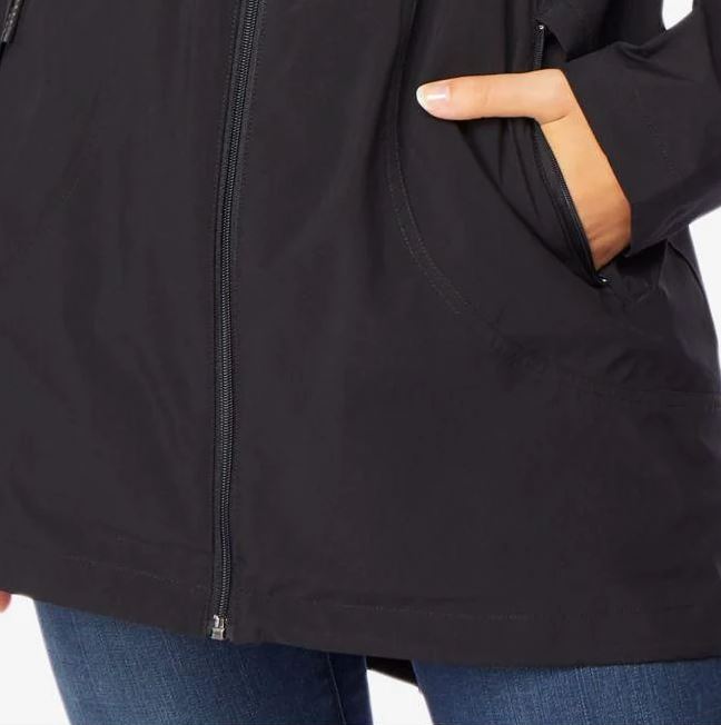 32 Degrees Anoraque Feminino com Capuz e Cintura Cintura Cinturada, Preto, Tamanho Extra Pequeno