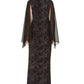 Vestido de chiffon flocado com detalhes em prata da Connected Women, tamanho 16