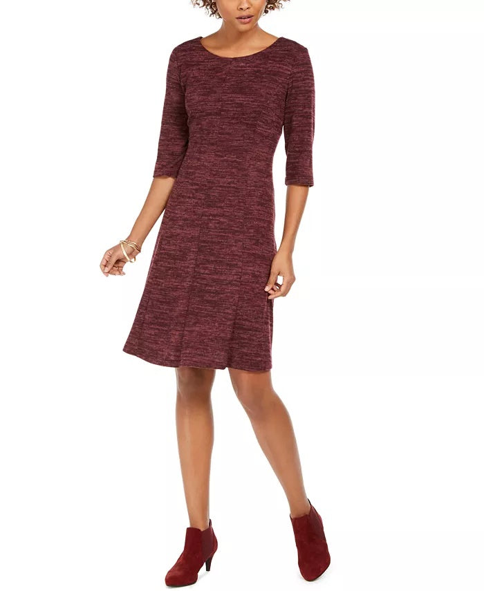 Vestido feminino com decote redondo e corte A, roxo, tamanho 10