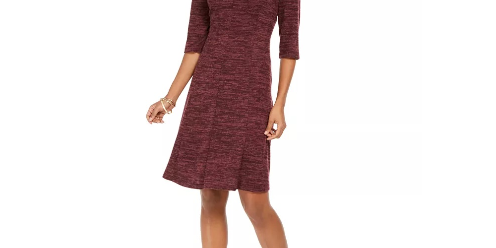 Vestido feminino com decote redondo e corte A, roxo, tamanho 10