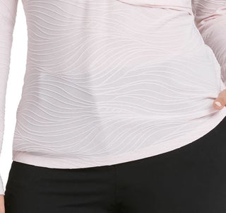 Blusa feminina DKNY com decote transpassado texturizado, rosa, tamanho extragrande