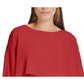 Top DKNY feminino com sobreposição de capa, vermelho, tamanho médio