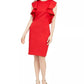 Vince Camuto Women's Ruffled Sheath Dress Red Size 8