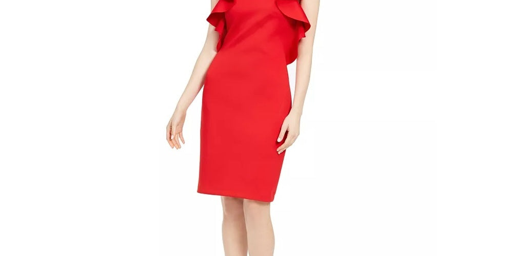 Vestido tubinho com babados Vince Camuto feminino vermelho tamanho 8