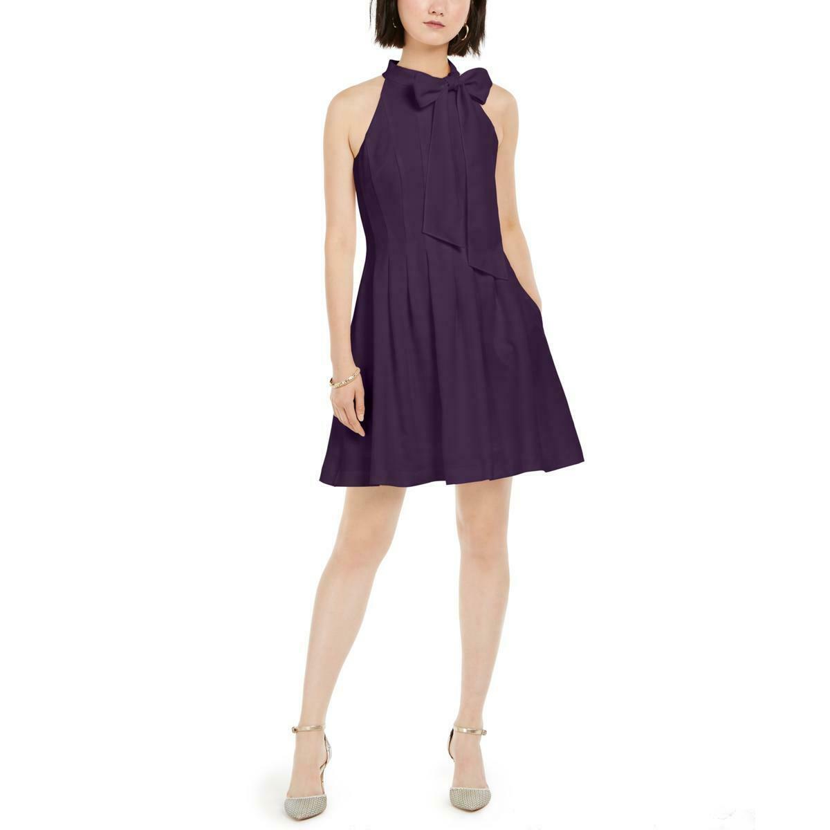 Vestido feminino Vince Camuto com decote em arco e ajuste evasê, roxo, tamanho 12